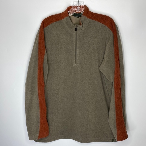Royal Robbins Brown Red Striped 1/4 Zip Fleece Sweatshirt Large - Picture 1 of 4